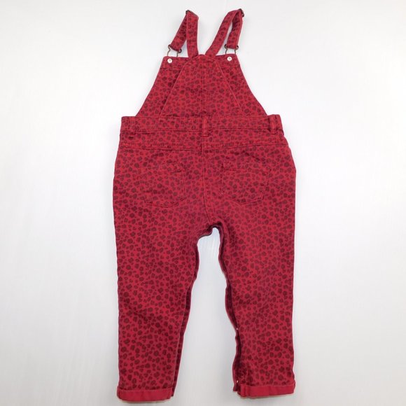 NEXT Baby Girls 18-24 Months Red Maroon Cheetah Print overalls - Picture 7 of 10